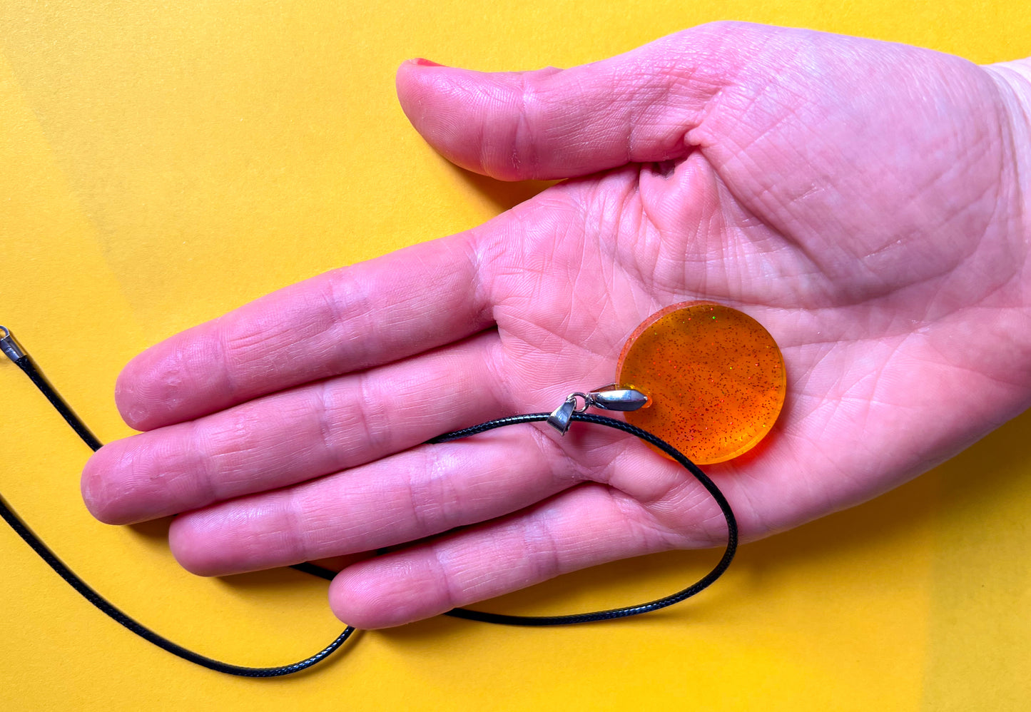 Round Yellow Sparkly Necklace