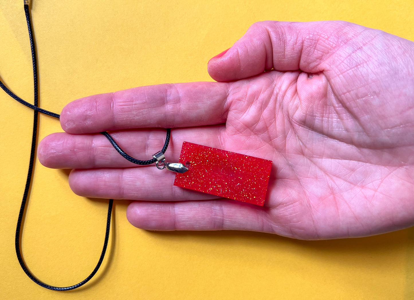 Rectangle Red Sparkle Necklace