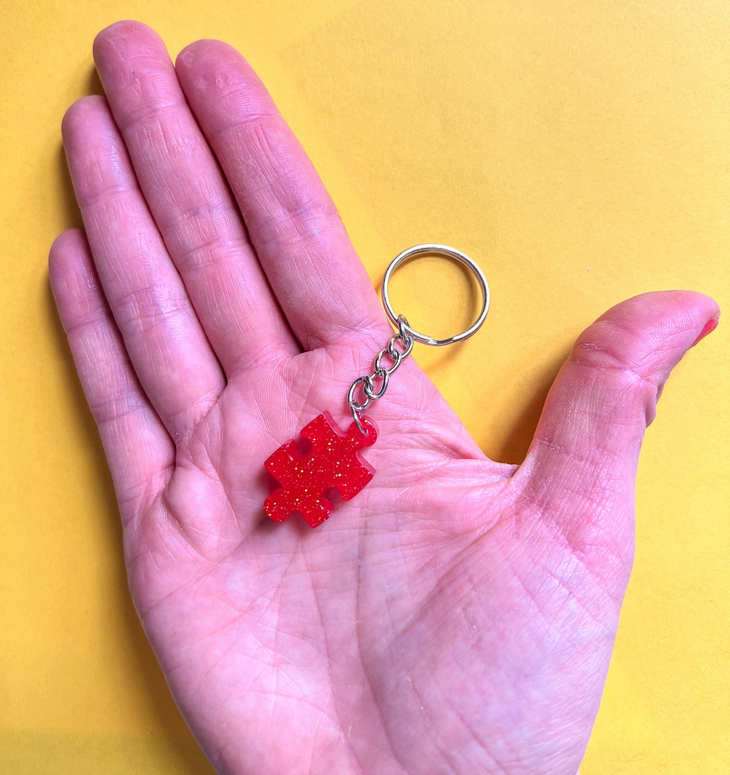 Abstract Red Sparkly Keychain