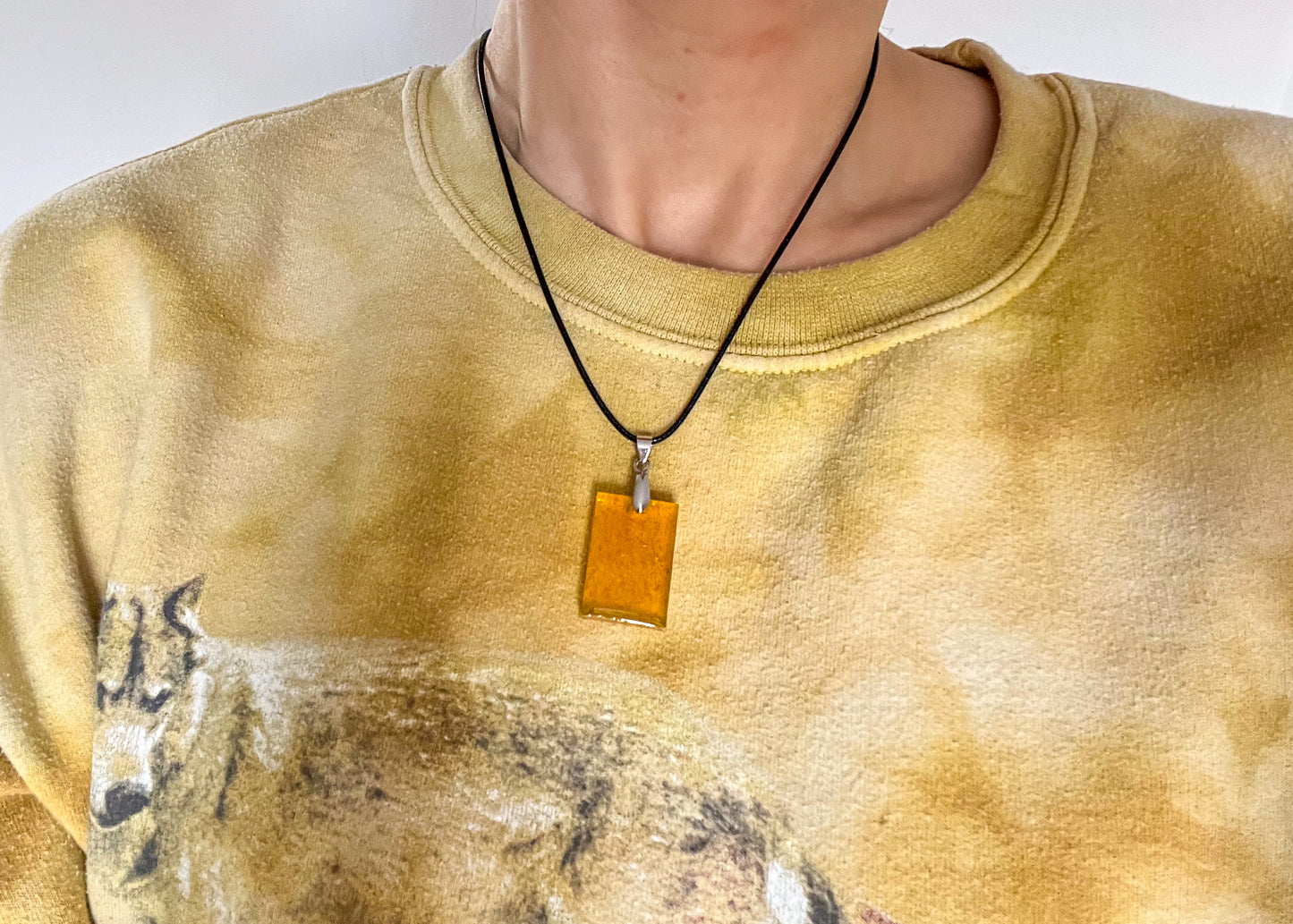 Rectangle Yellow Sparkly Necklace