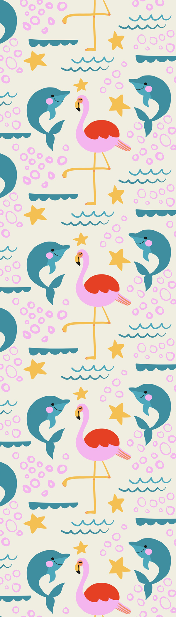 Flamingo Dolphin Pattern Bookmark
