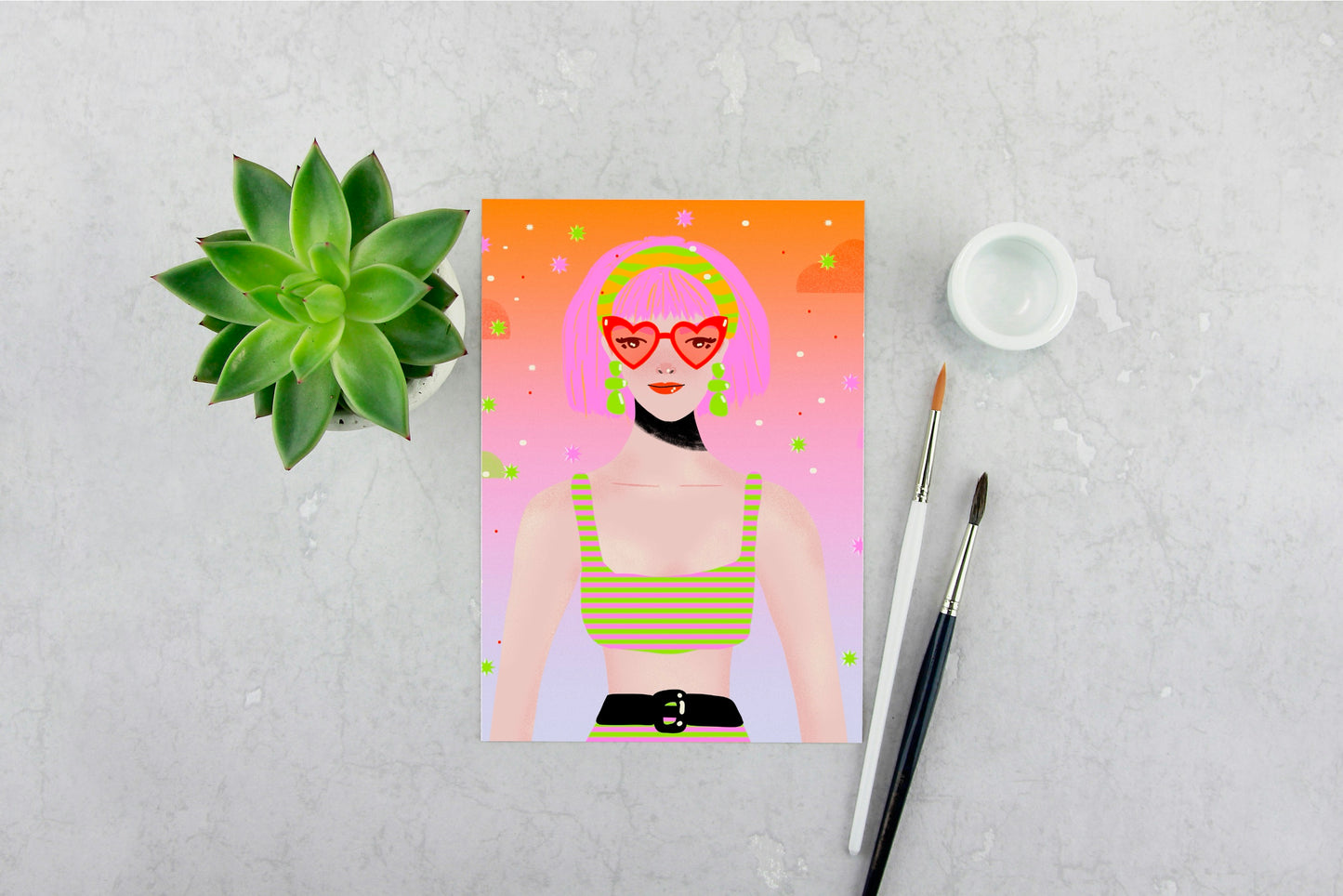 Pink Haired Girl Print