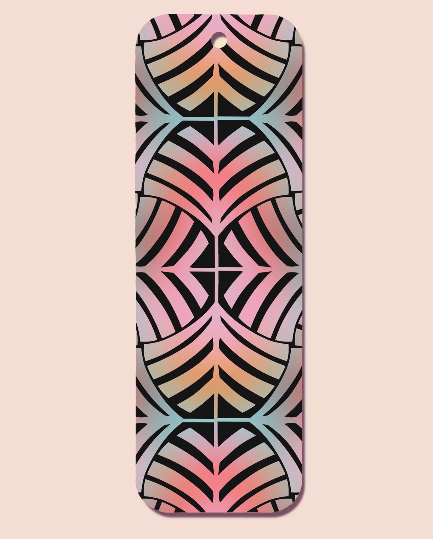 Geometric Pattern Black Pink Bookmark