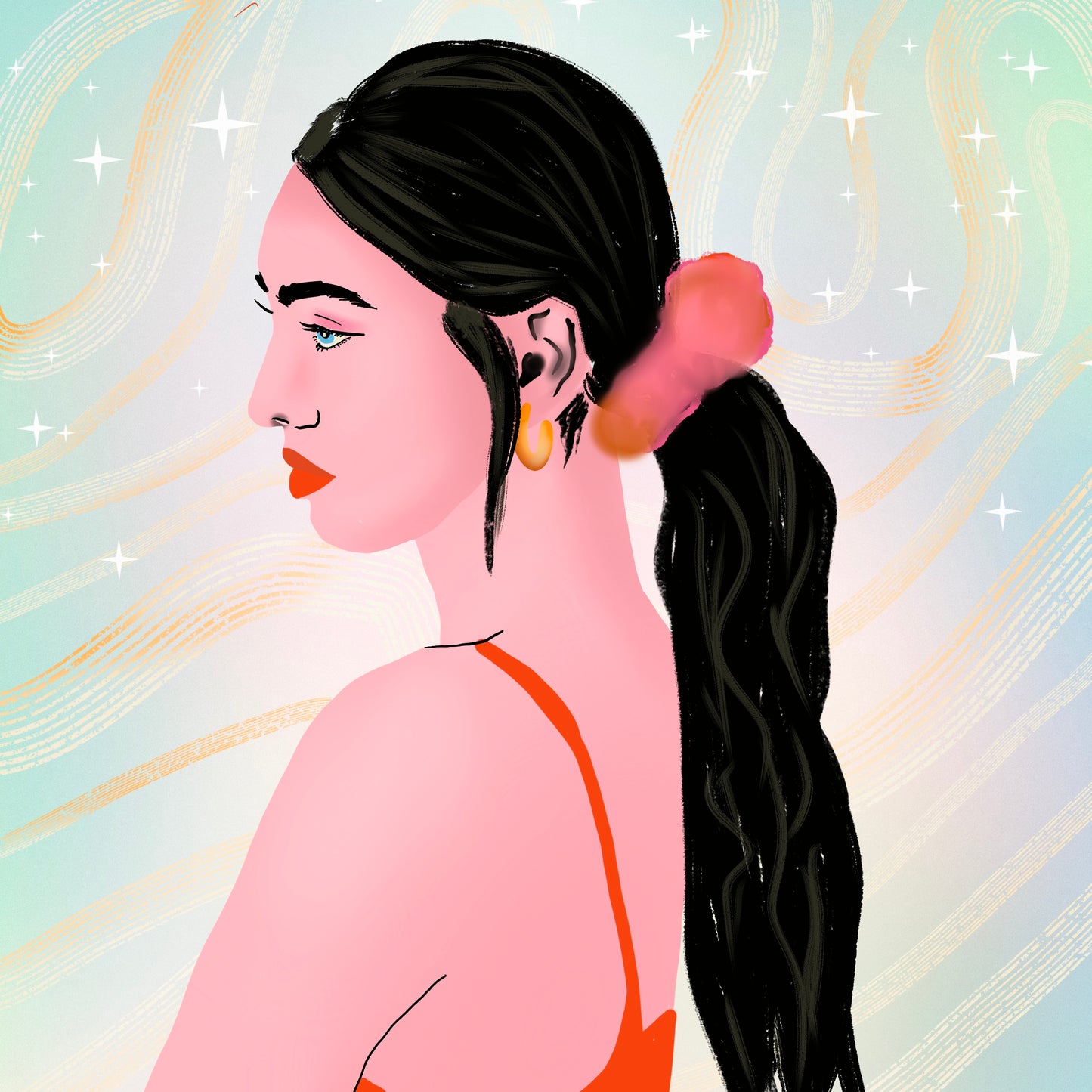 Girl with Long Black Hair