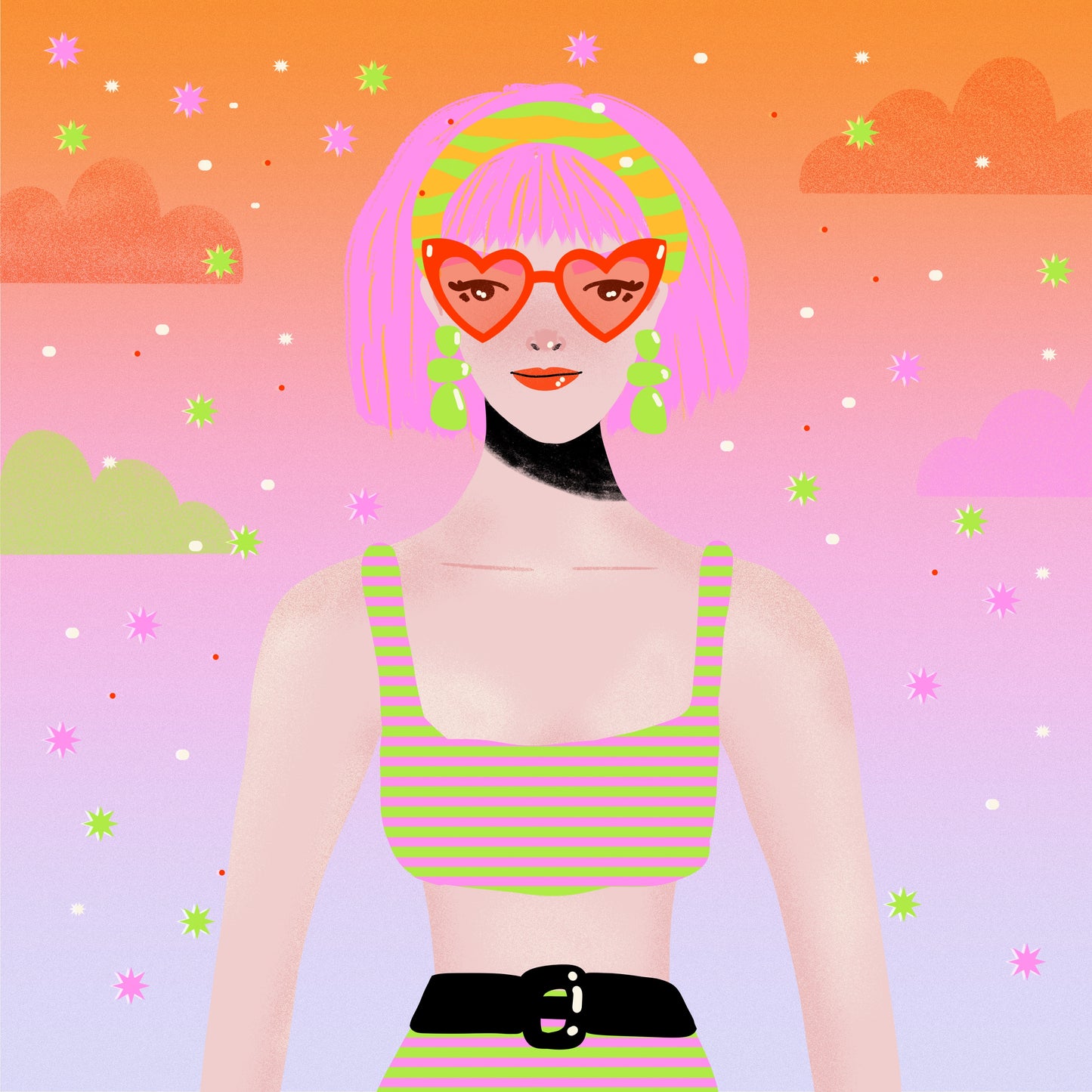 Pink Haired Girl Print