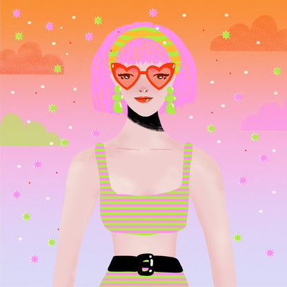 Pink Haired Girl Print