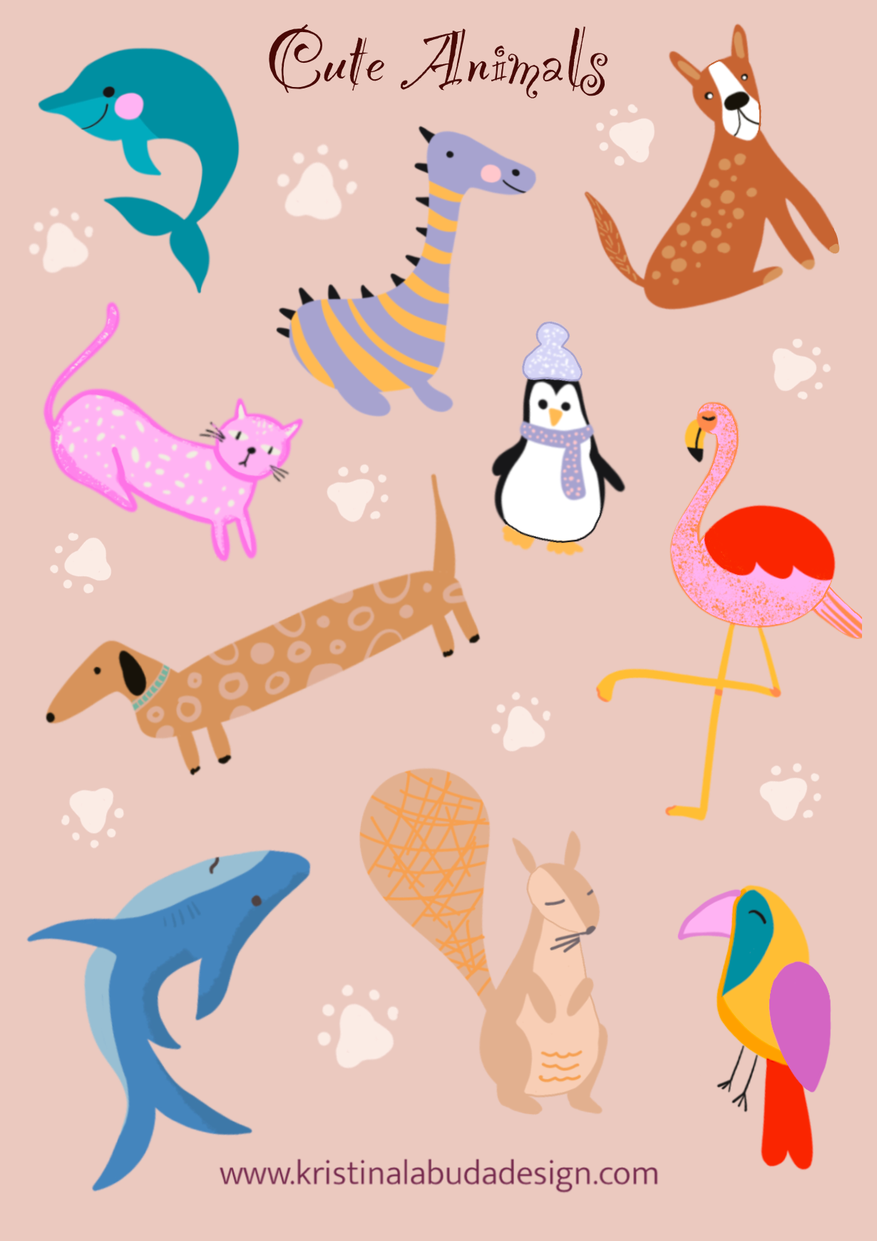 Cute Animals Sticker Sheet