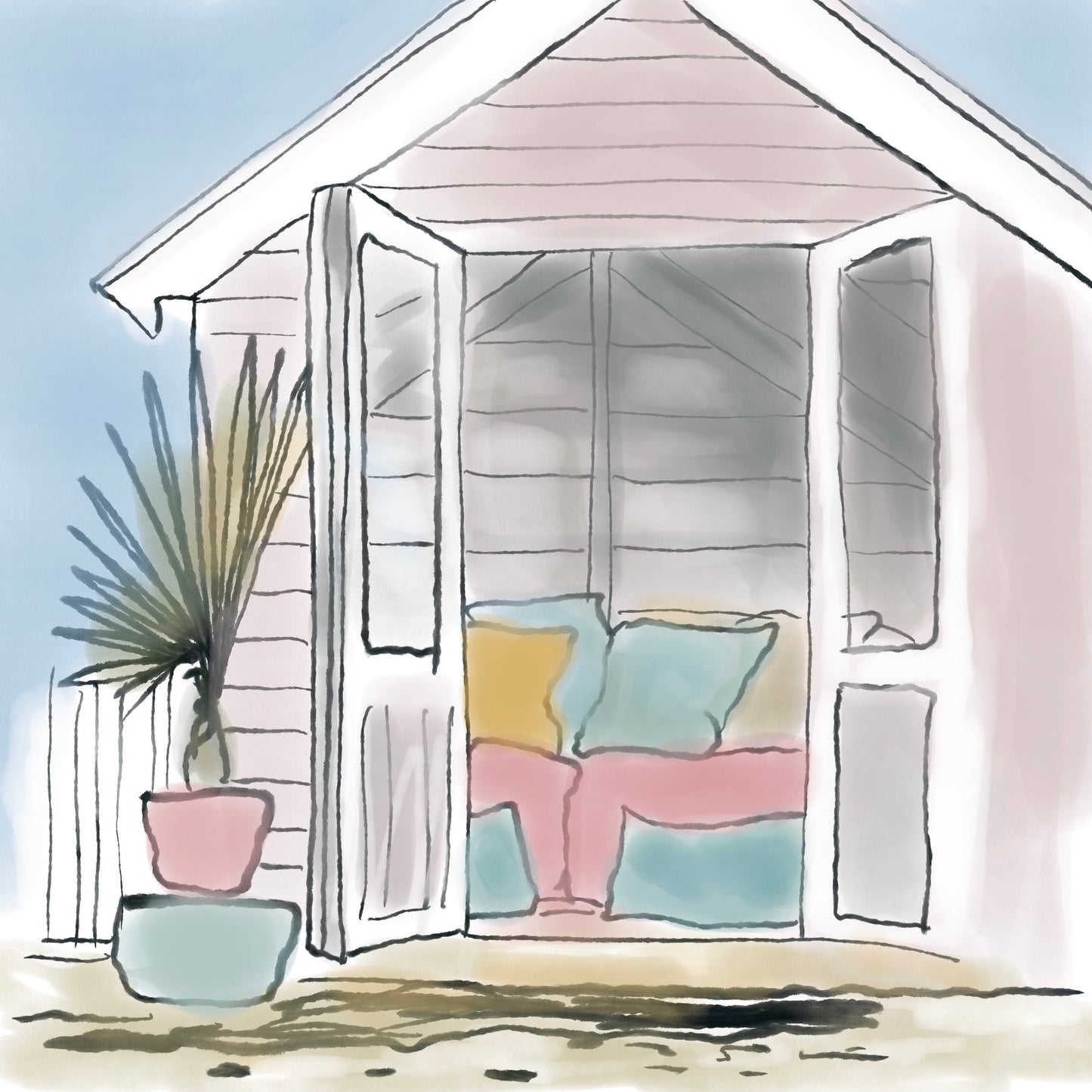 Beach House Illustration