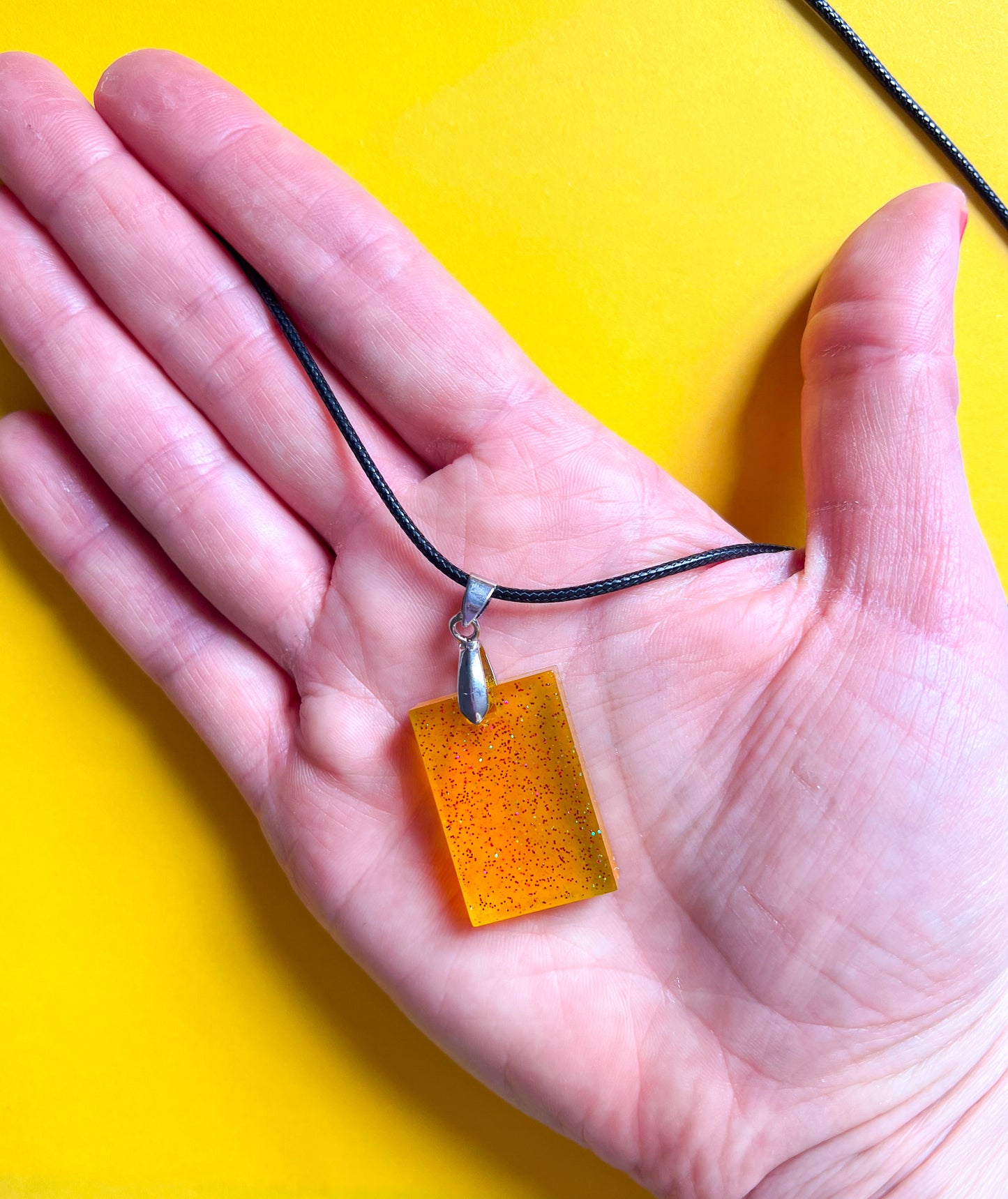 Rectangle Yellow Sparkly Necklace