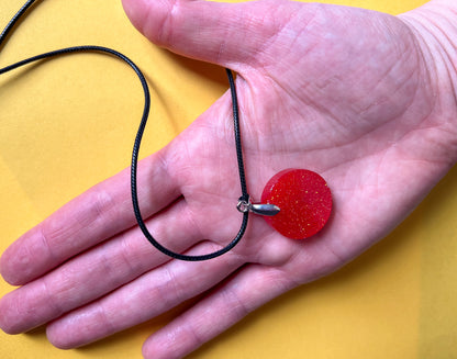 Round Red Sparkly Necklace
