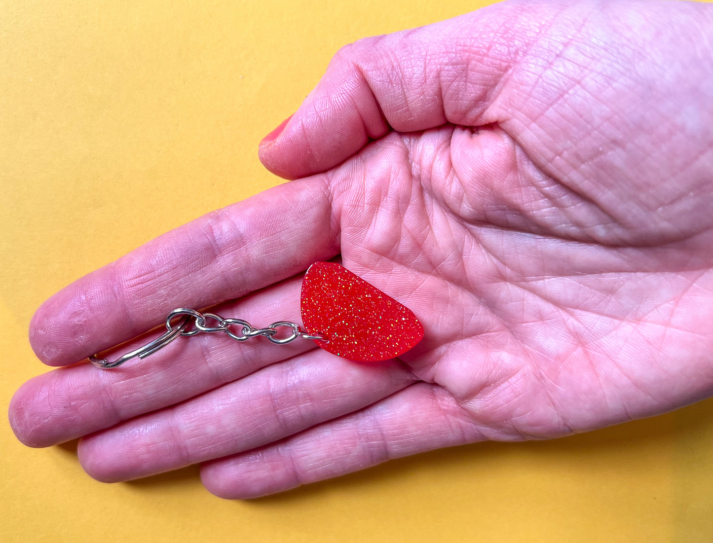 Organic Red Sparkly Keychain