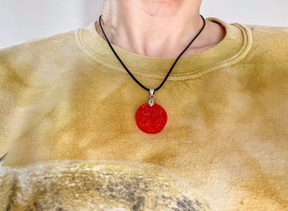 Round Red Sparkly Necklace