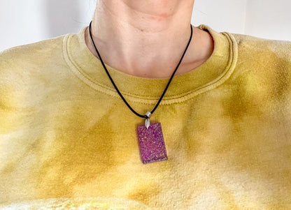 Rectangle Purple Sparkly Necklace