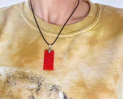Rectangle Red Sparkle Necklace