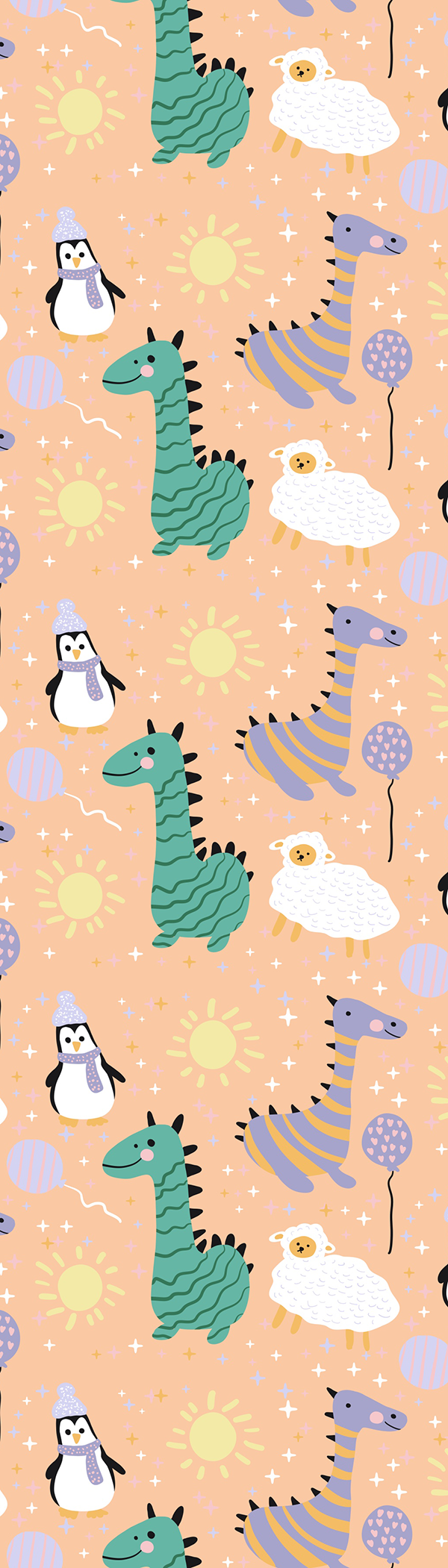 Dino Penguin Pattern Bookmark