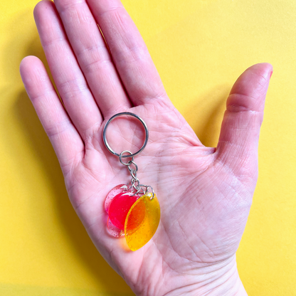 Organic Red Yellow Pink Sparkly Keychain
