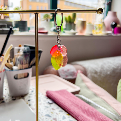 Organic Red Yellow Pink Sparkly Keychain