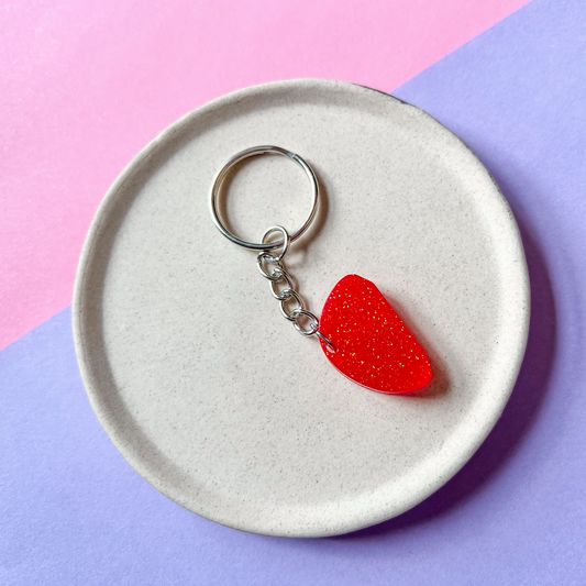 Organic Red Sparkly Keychain