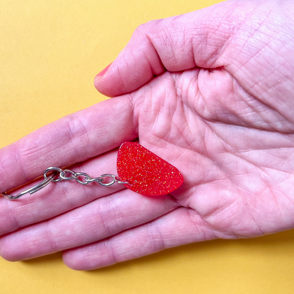 Organic Red Sparkly Keychain