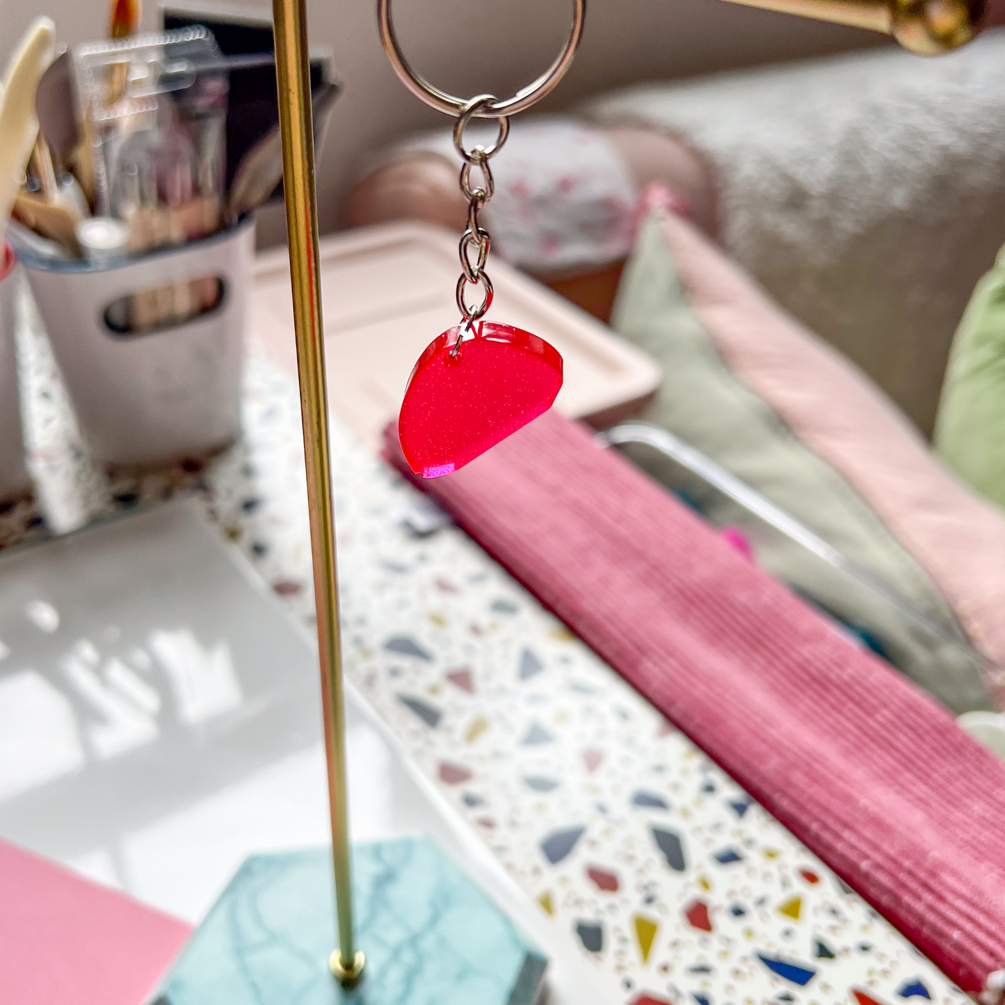 Organic Red Sparkly Keychain
