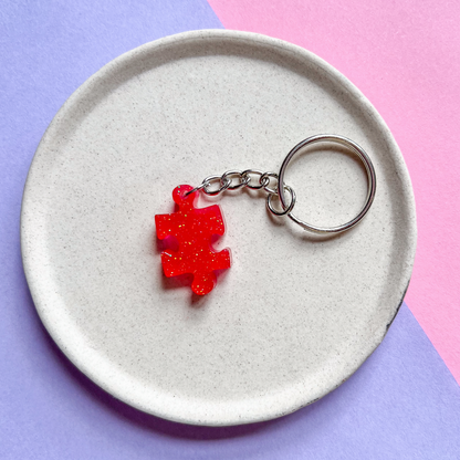 Abstract Red Sparkly Keychain