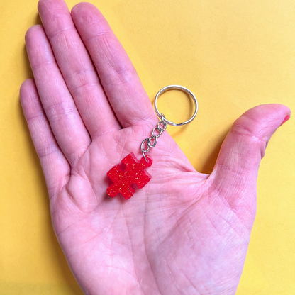 Abstract Red Sparkly Keychain