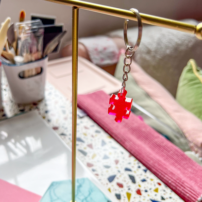 Abstract Red Sparkly Keychain