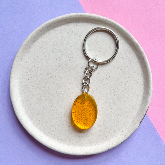 Oval Yellow Sparkly Keychain