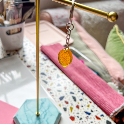 Oval Yellow Sparkly Keychain