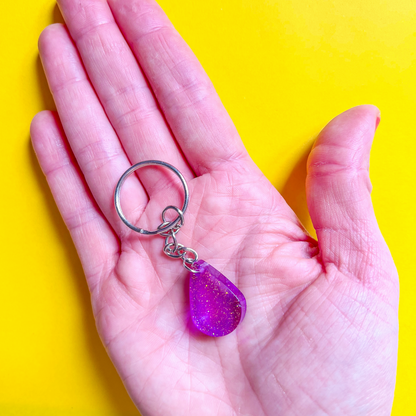 Teardrop Purple Sparkly Keychain