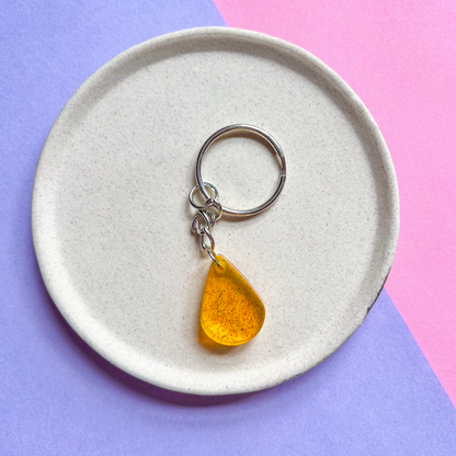 Teardrop Yellow Sparkly Keychain