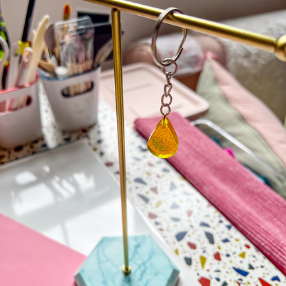 Teardrop Yellow Sparkly Keychain