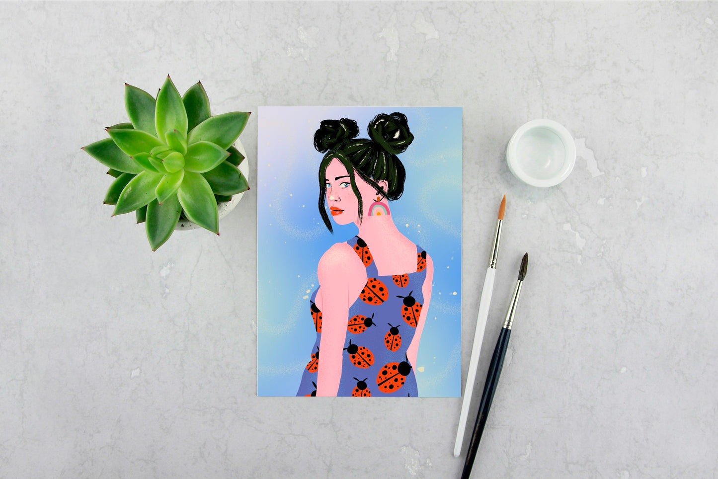 Girl with Space Buns