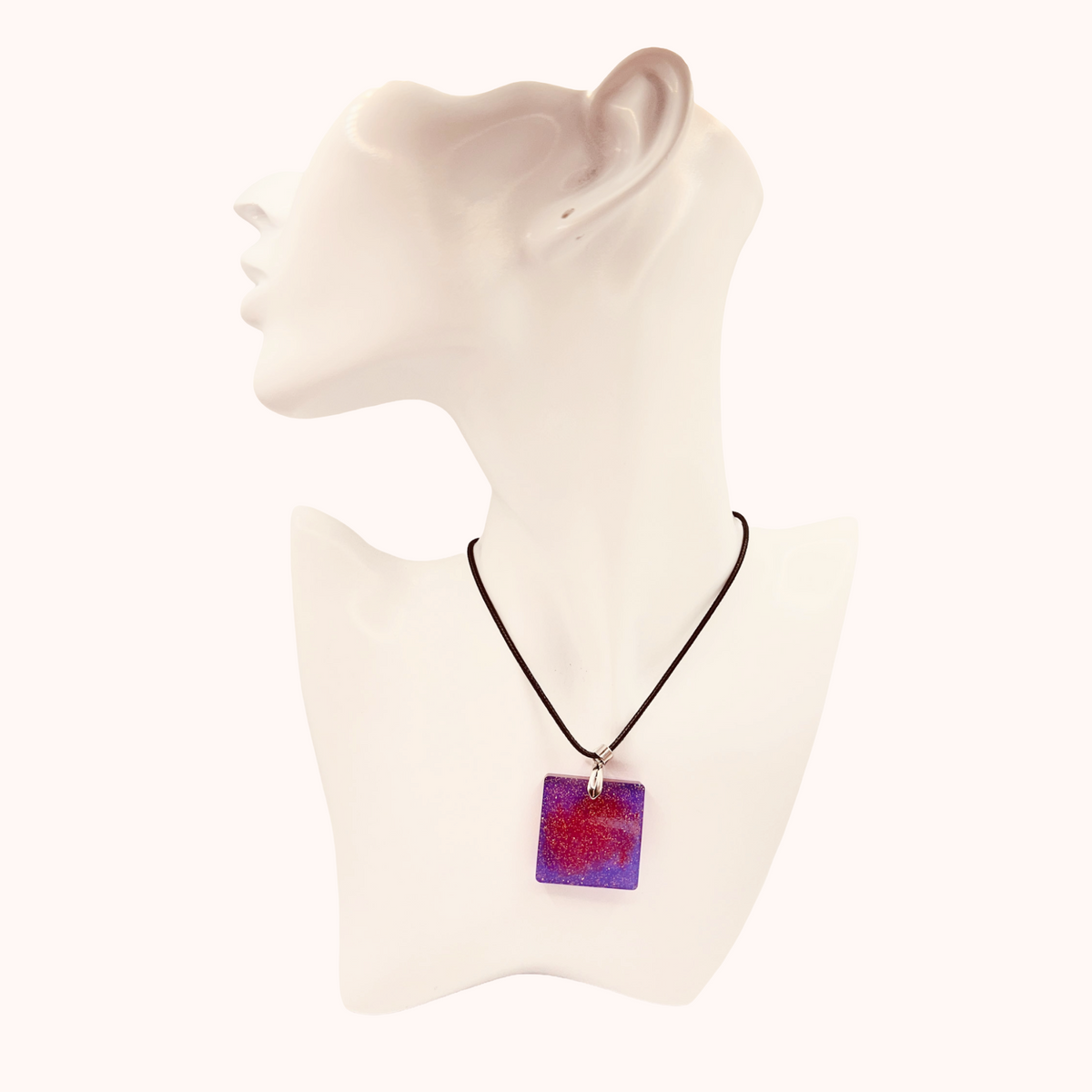 Square Purple Sparkly Necklace