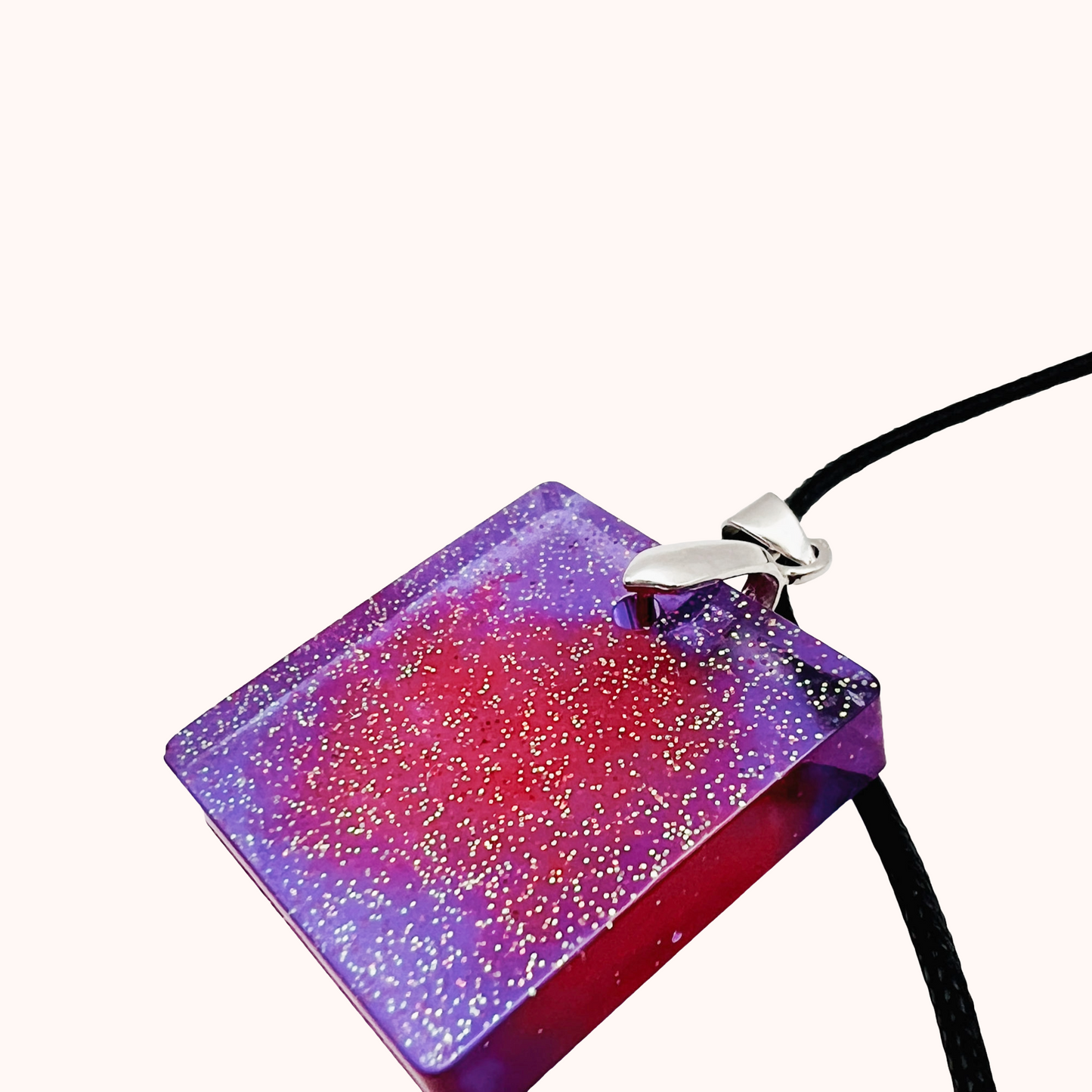 Square Purple Sparkly Necklace