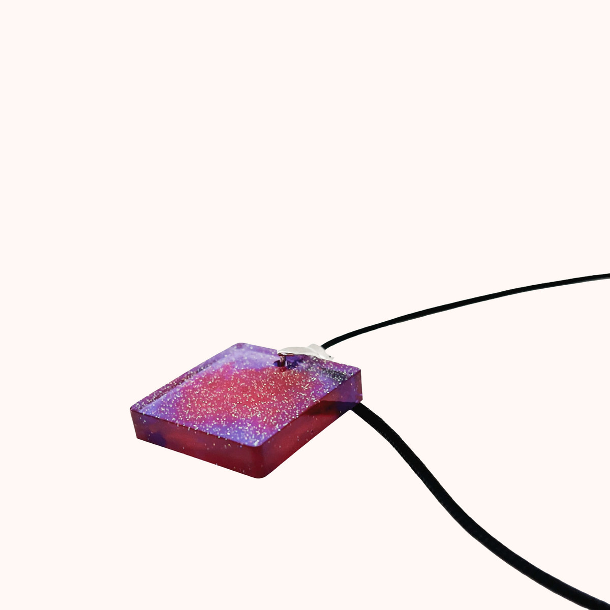 Square Purple Sparkly Necklace