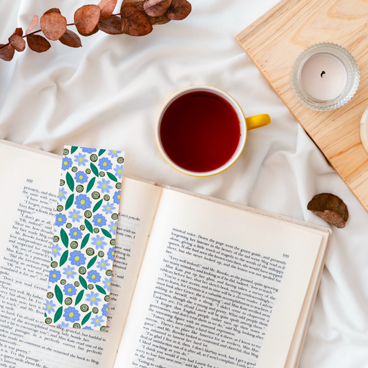 Blue Flower Pattern Bookmark