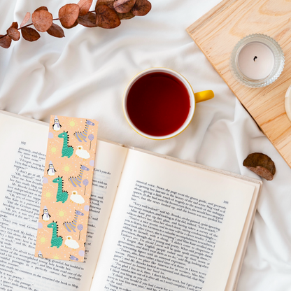 Dino Penguin Pattern Bookmark