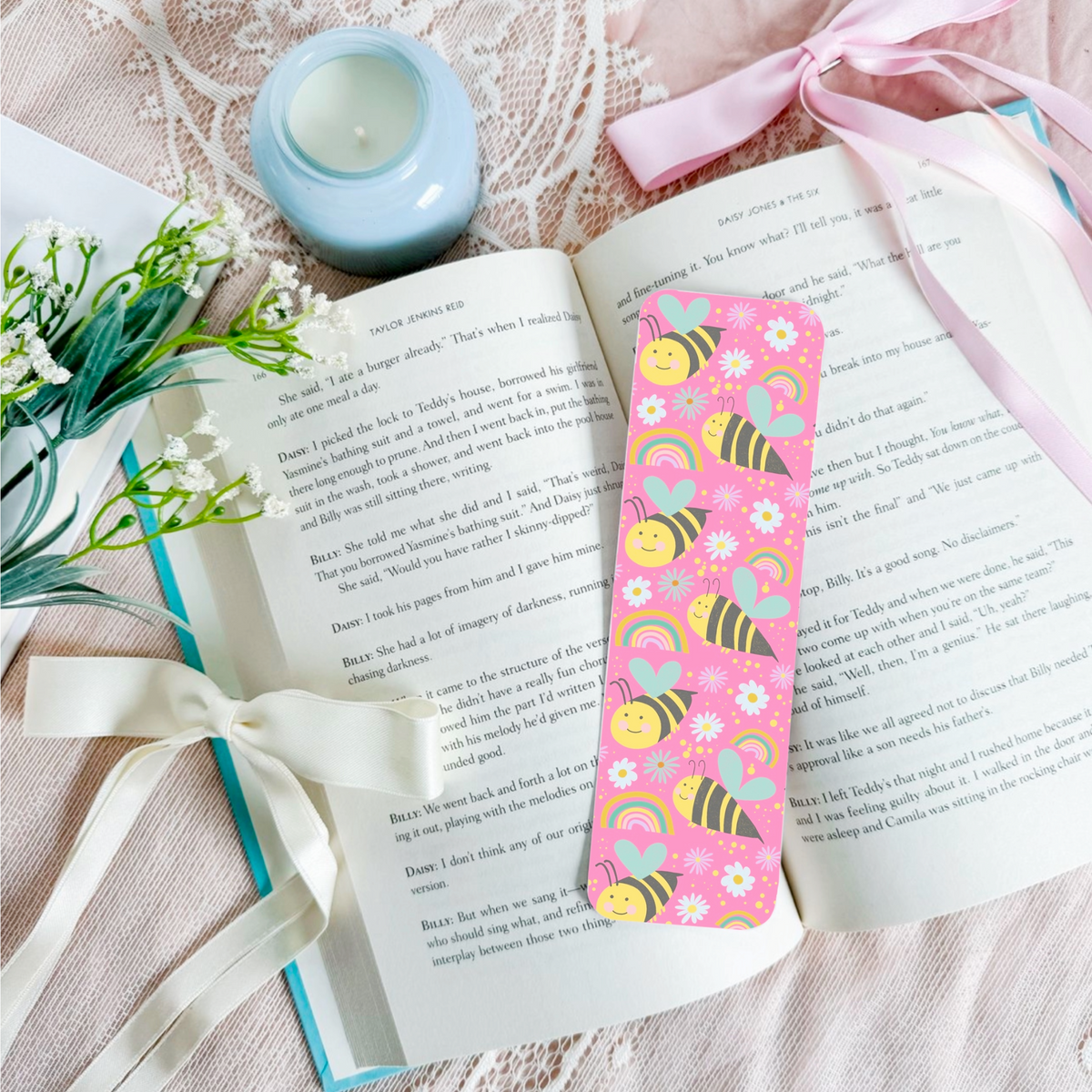 Bee Rainbow Pattern Bookmark