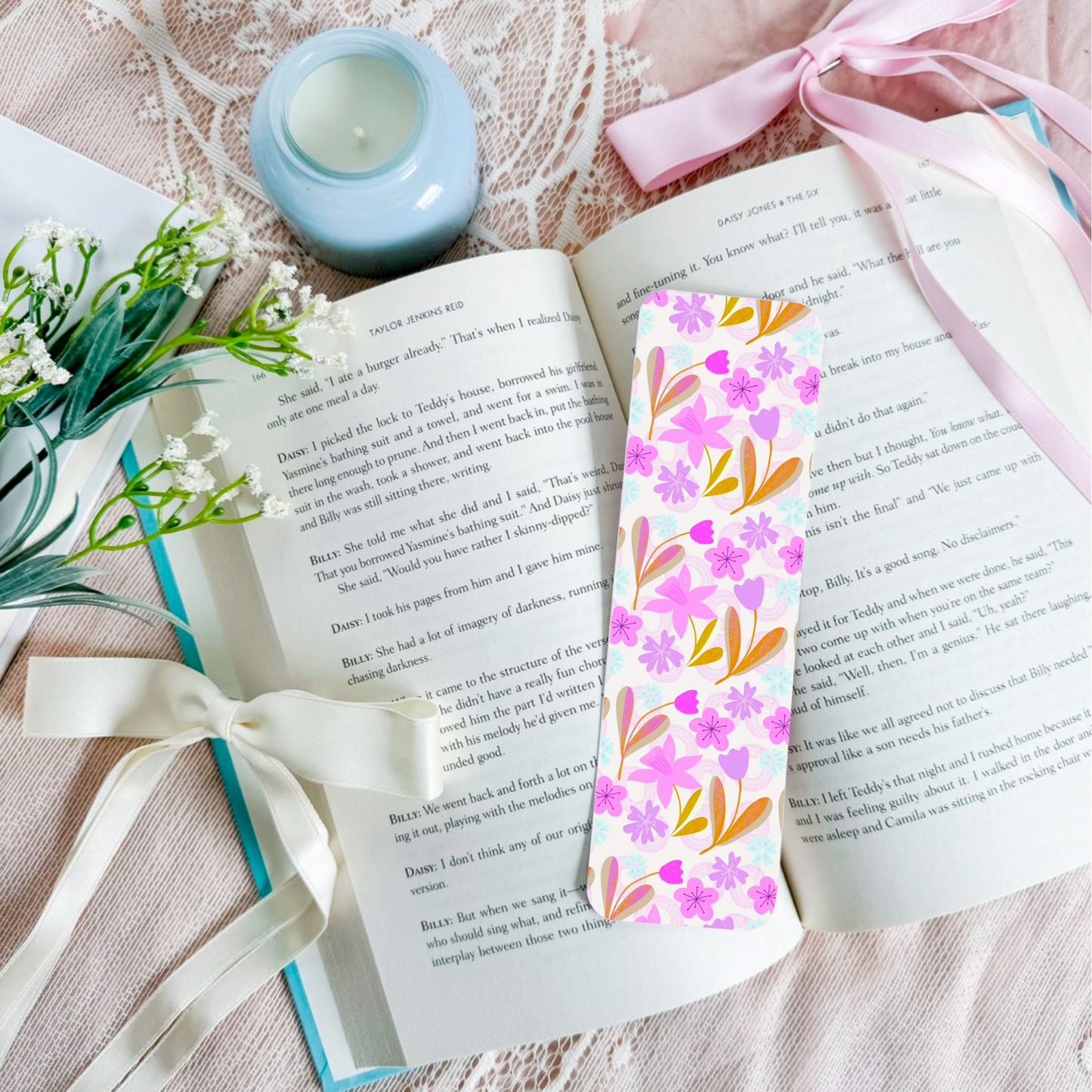 Purple Flower Pattern Bookmark