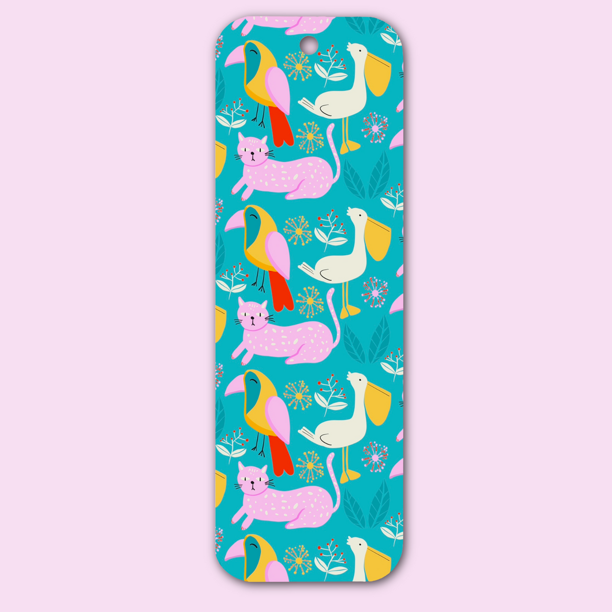 Cat Pelican Pattern Bookmark