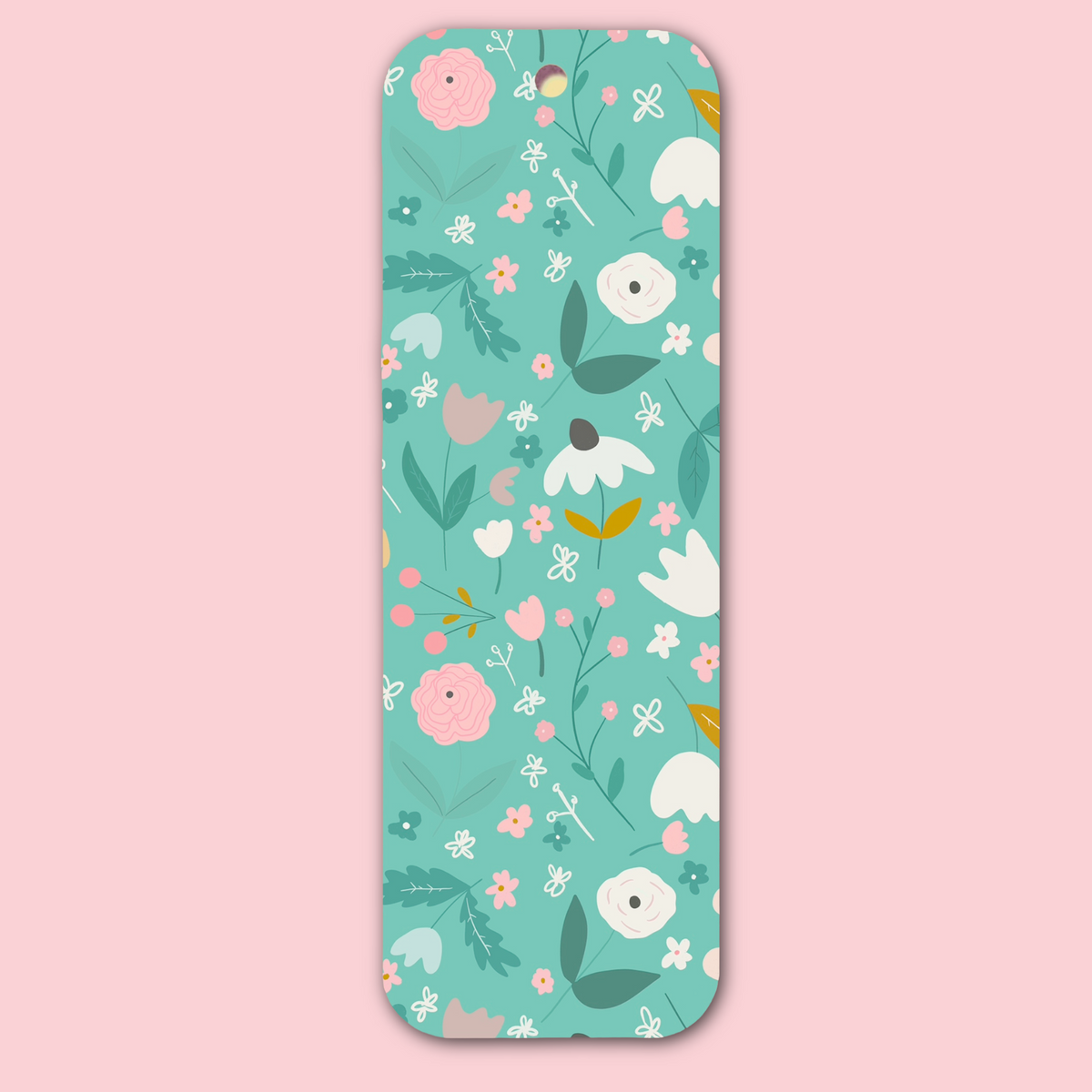 Flower Pattern Green Pink White Bookmark