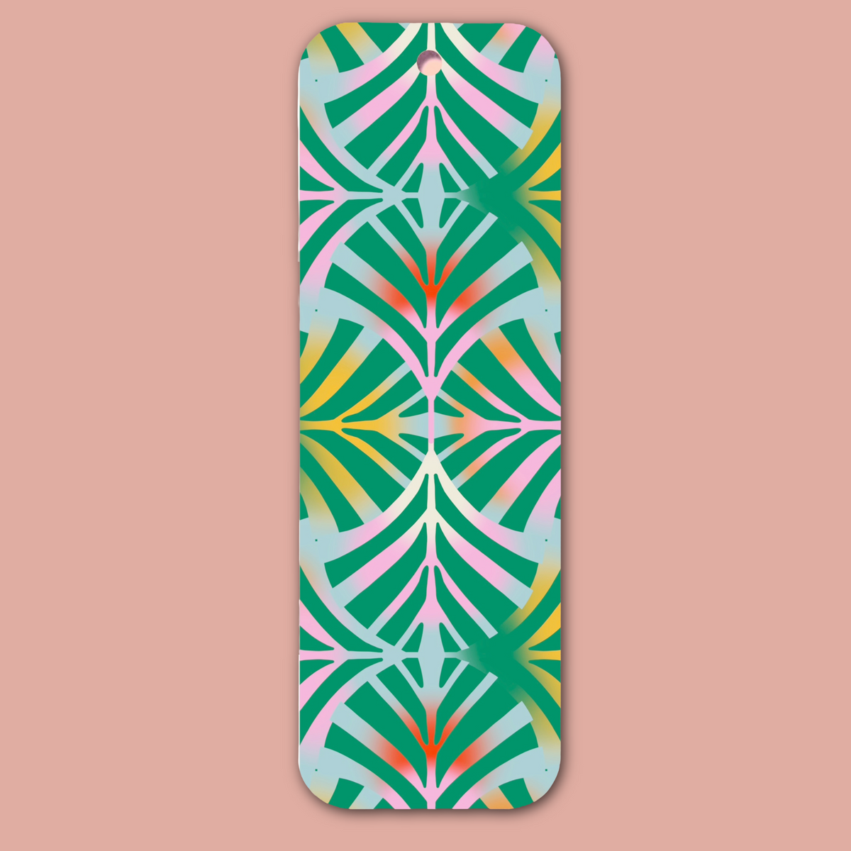 Geometric Pattern Green Pink Bookmark