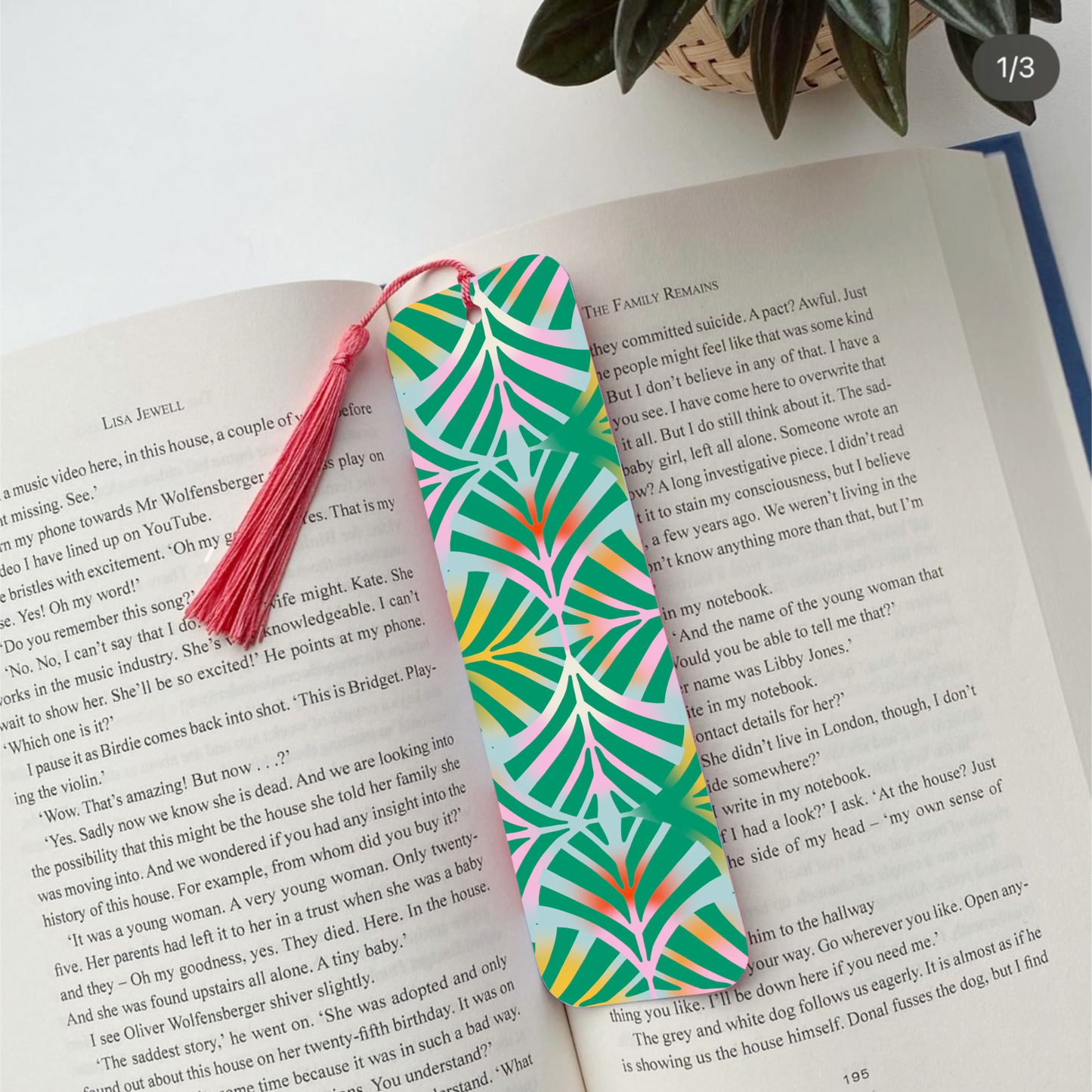 Geometric Pattern Green Pink Bookmark