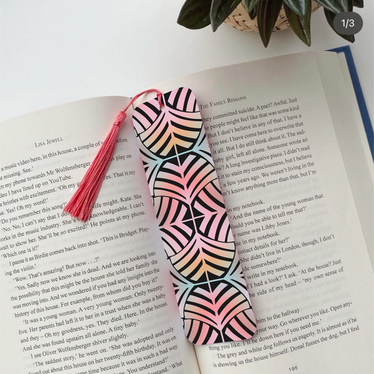 Geometric Pattern Black Pink Bookmark