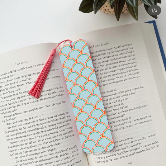 Geometric Pattern Blue Pink Bookmark