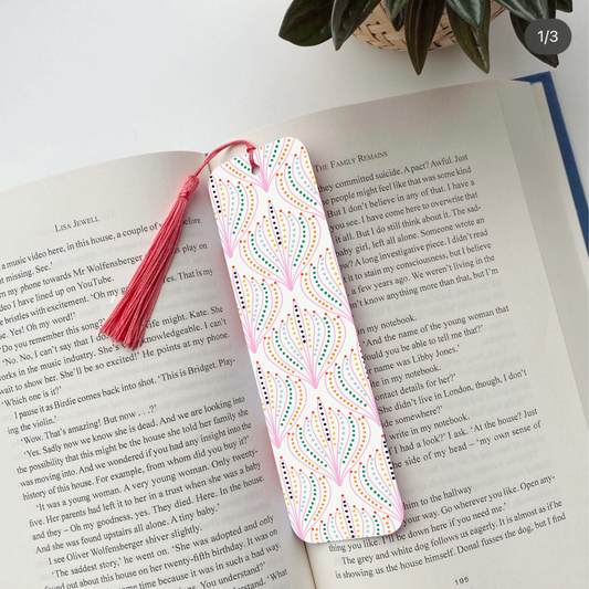 Geometric Pattern Pink Yellow Bookmark