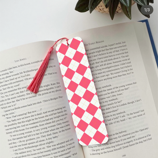 Geometric Pattern Red White Bookmark