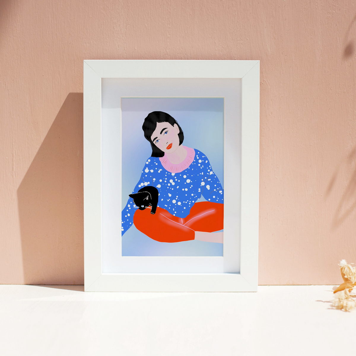 Girl with a Kitten Print