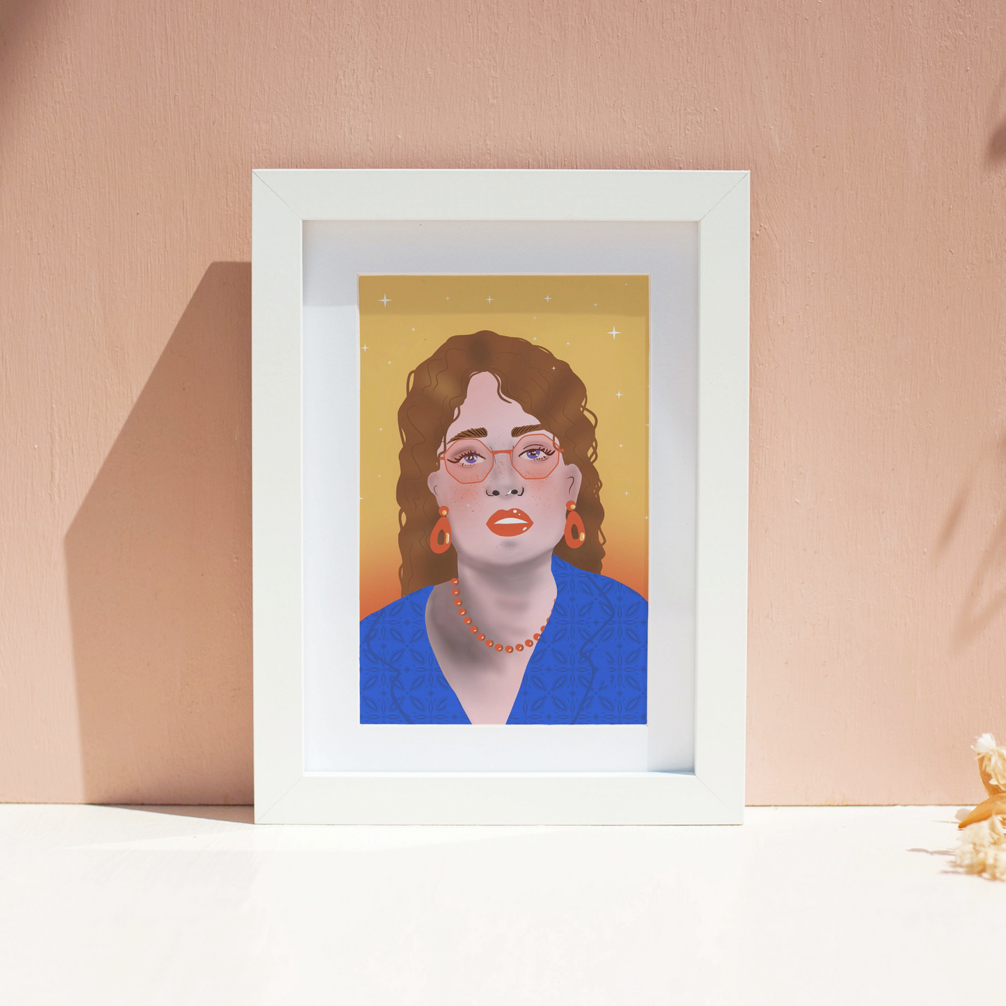 Girl in Blue Shirt Print